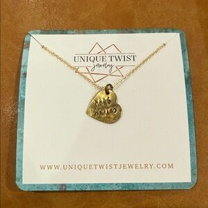 Gold Tone Heart Charm Necklace